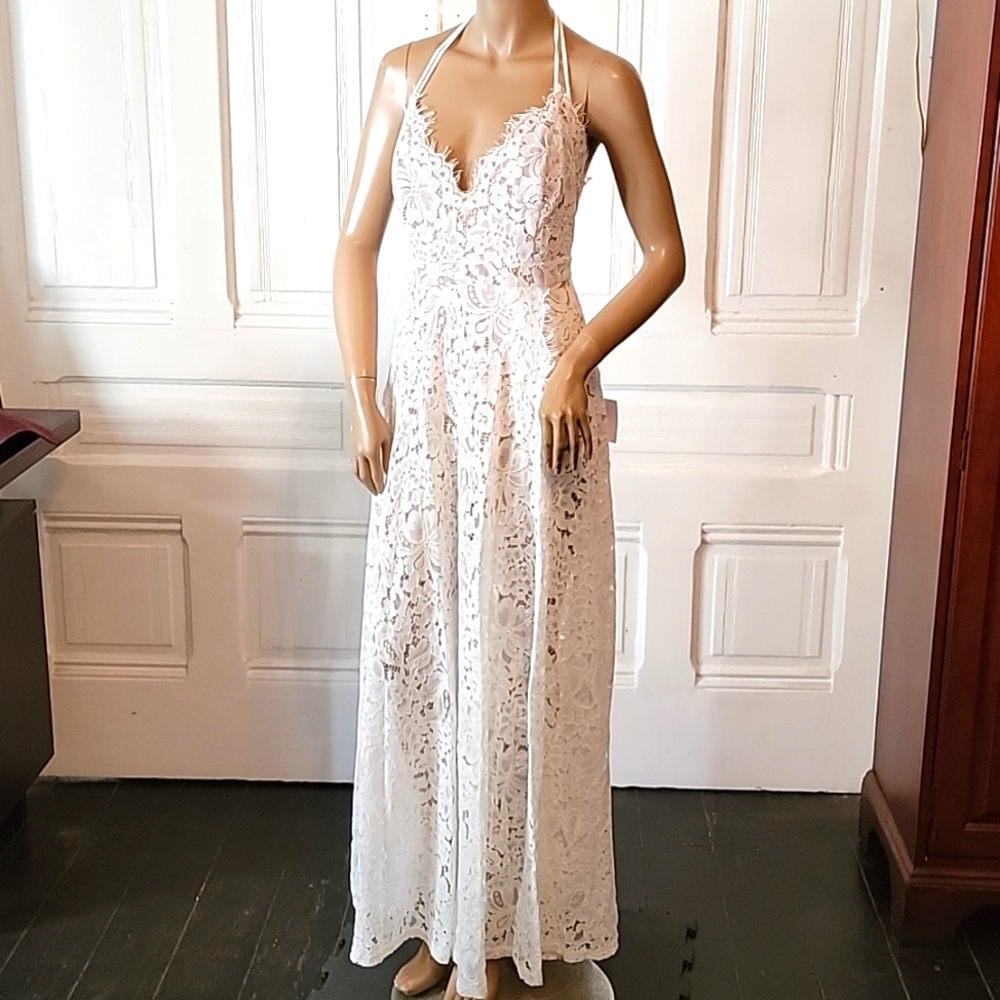 LULU'S White Lace Maxi